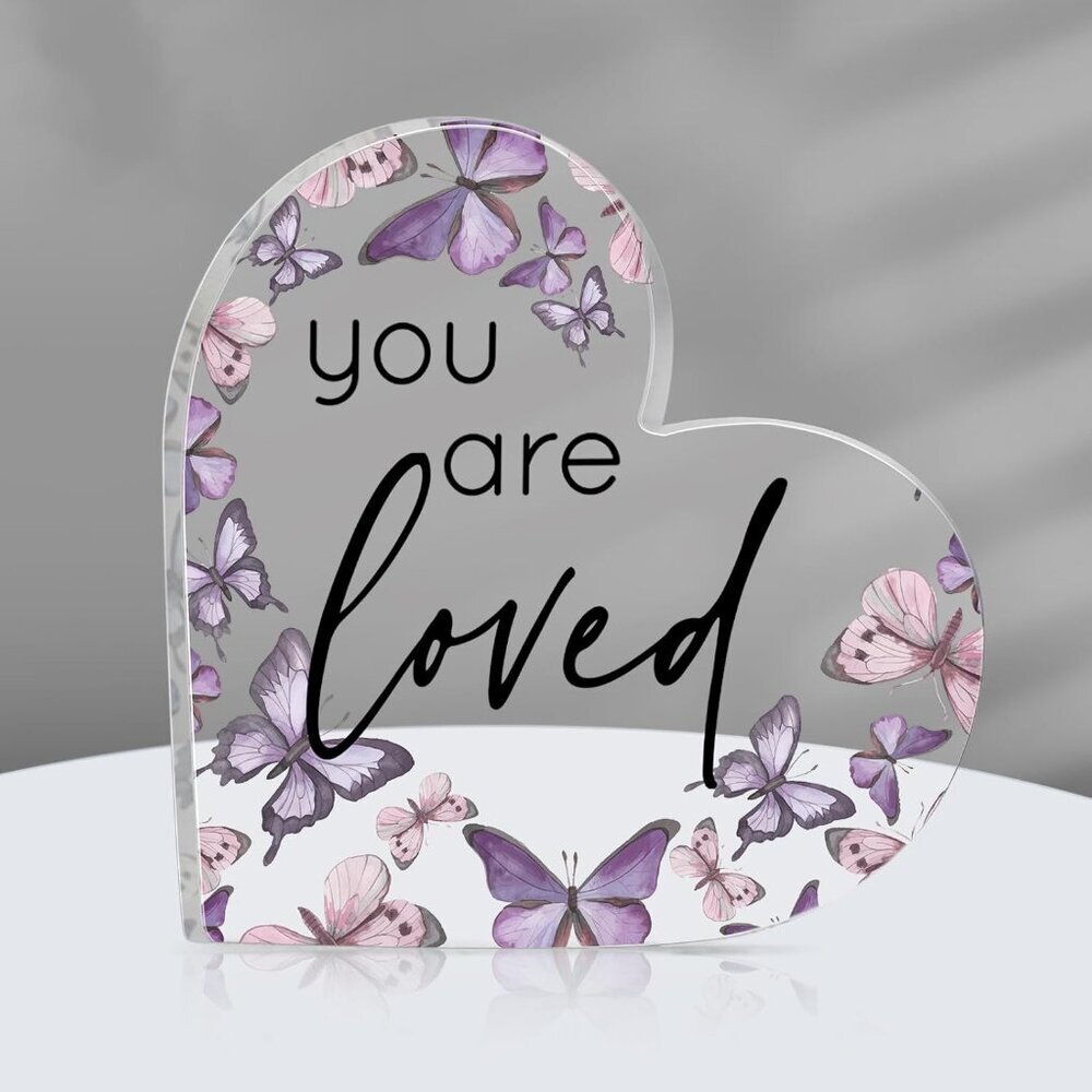 Inspirational Butterfly Gift You Are Loved Decor Acrylic Heart Shaped Butterfly